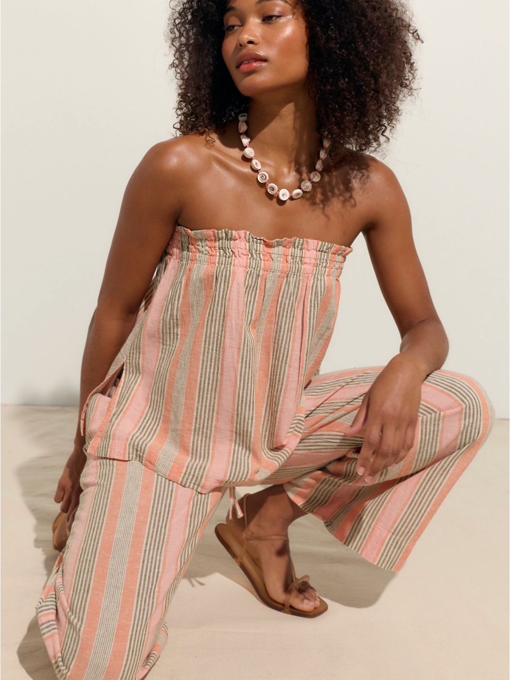 Free People corfu striped cotton linen set canyon Stripe small